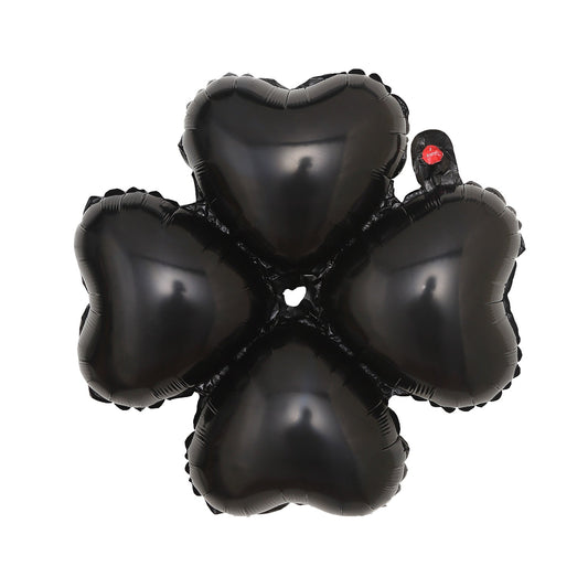 10 Pack 15" Shiny Black Four Leaf Clover Shaped Mylar Foil Balloons