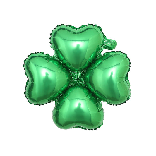 10 Pack 15" Shiny Green Four Leaf Clover Shaped Mylar Foil Balloons